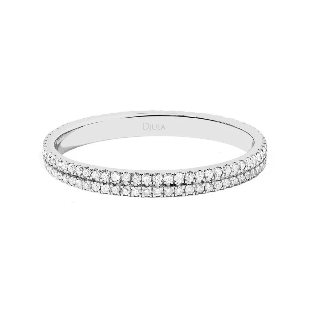 Inel din aur alb cu pietre Diamant