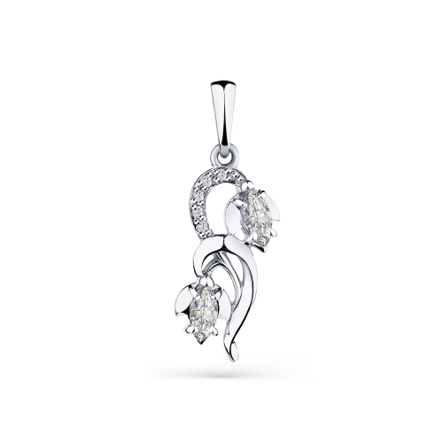 Pandantiv din aur alb cu pietre Cubic Zirconia Incolor