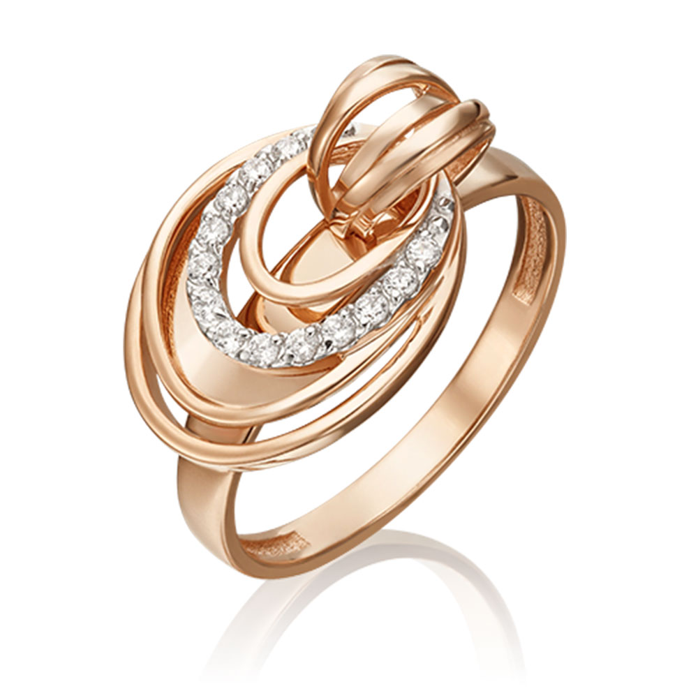 Inel din aur roșu cu pietre Cubic Zirconia Incolor