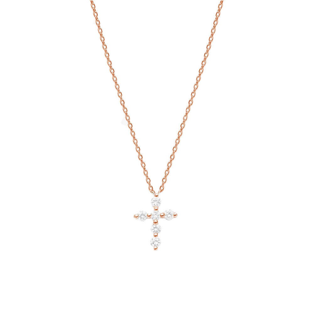 Colier din aur roz cu pietre Diamant