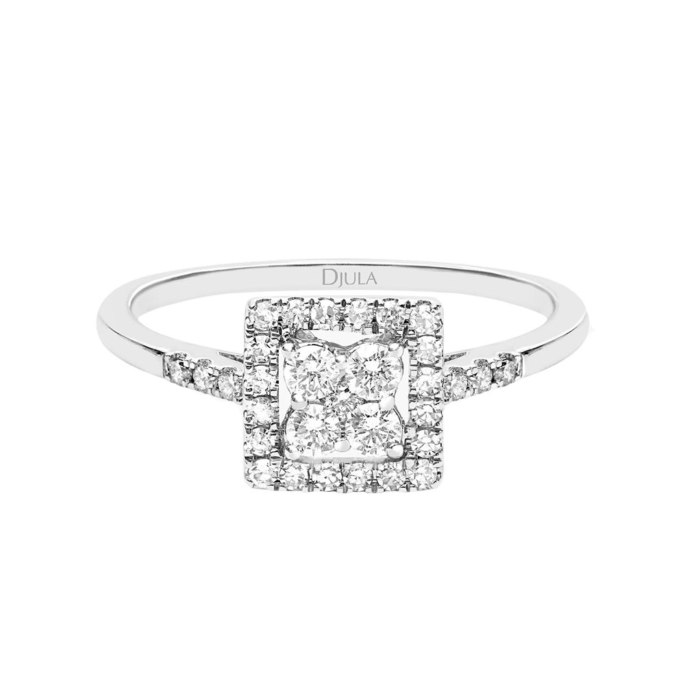 Inel din aur alb cu pietre Diamant