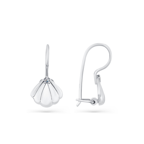 Cercei p-u copii din aur alb cu pietre Cubic Zirconia Incolor