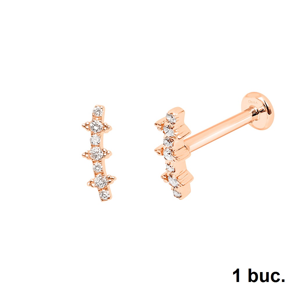 Cercel din aur roz cu pietre Diamant