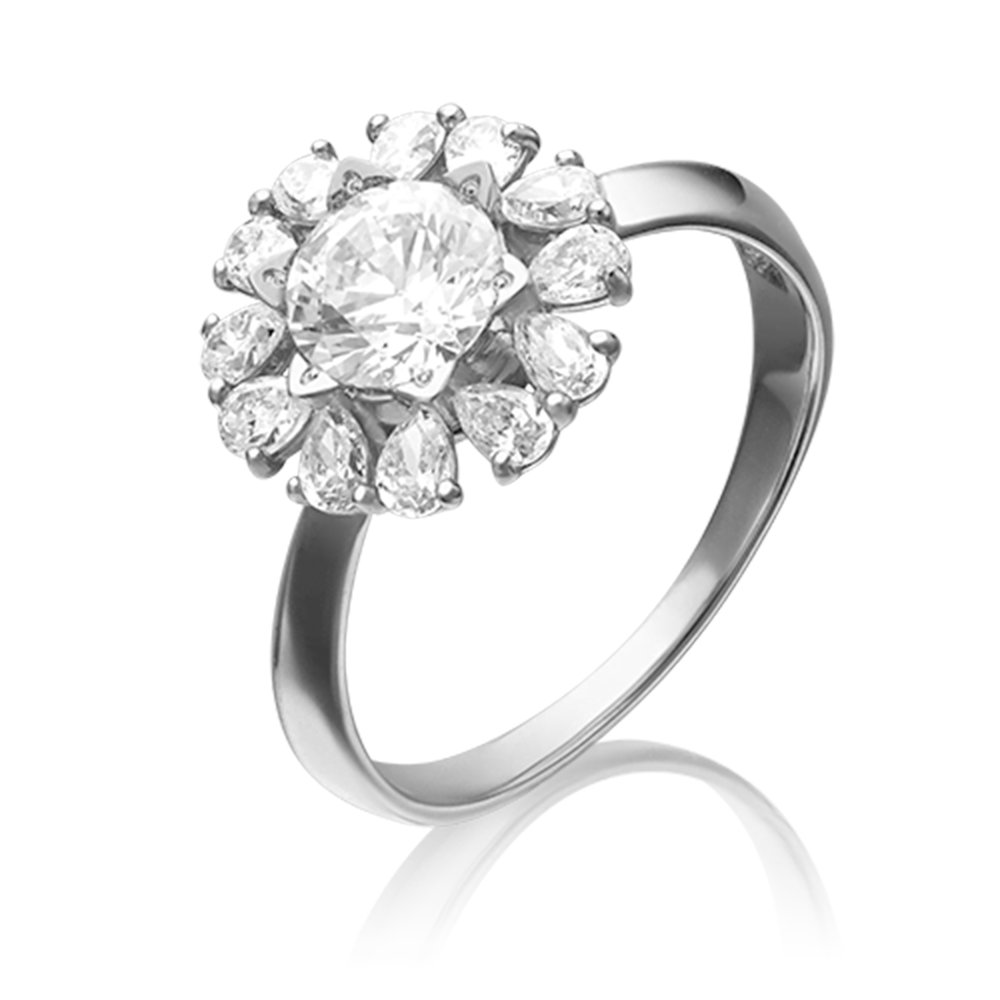 Inel din aur alb cu pietre Swarovski