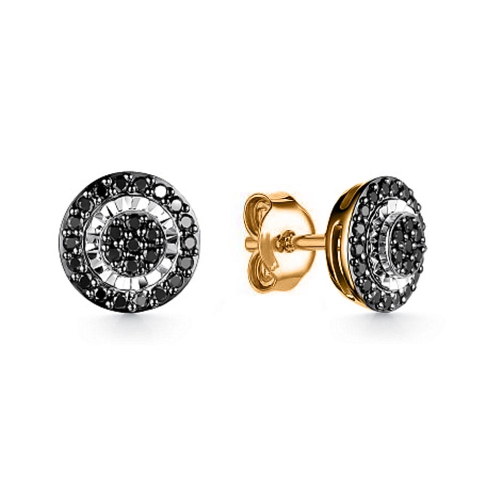 Cercei Pusete din aur roz cu pietre Diamant negru