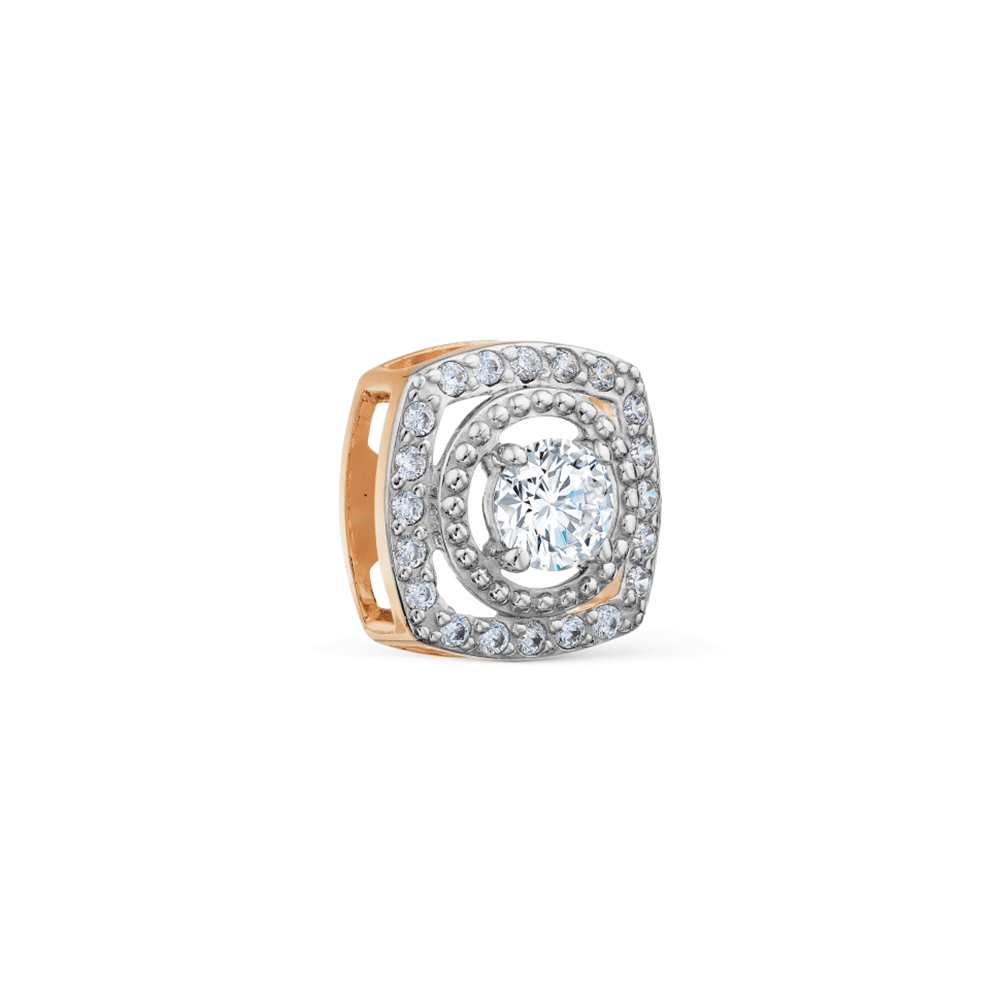 Pandantiv din aur roșu cu pietre Cubic Zirconia Incolor