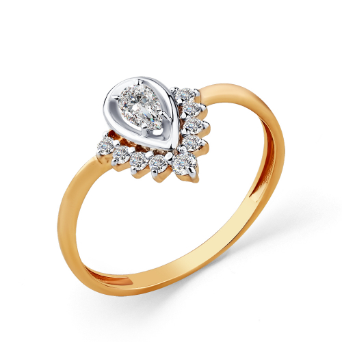 Inel din aur roșu cu pietre Cubic zirconia