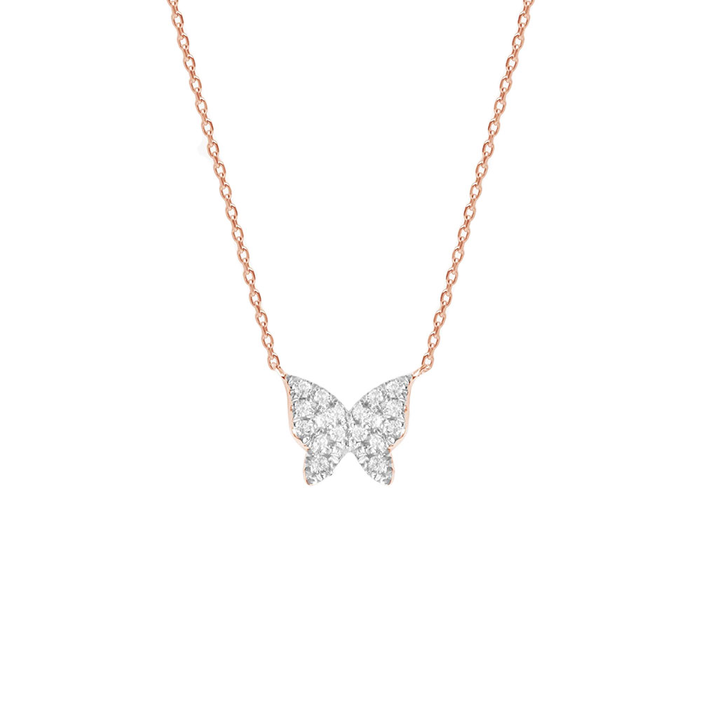 Colier din aur roz cu pietre Diamant
