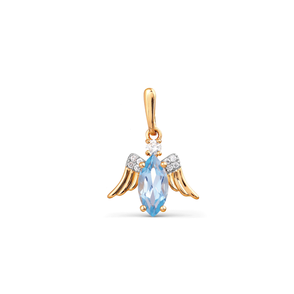 Pandantiv din aur roșu cu pietre Cubic Zirconia Incolor, Topaz