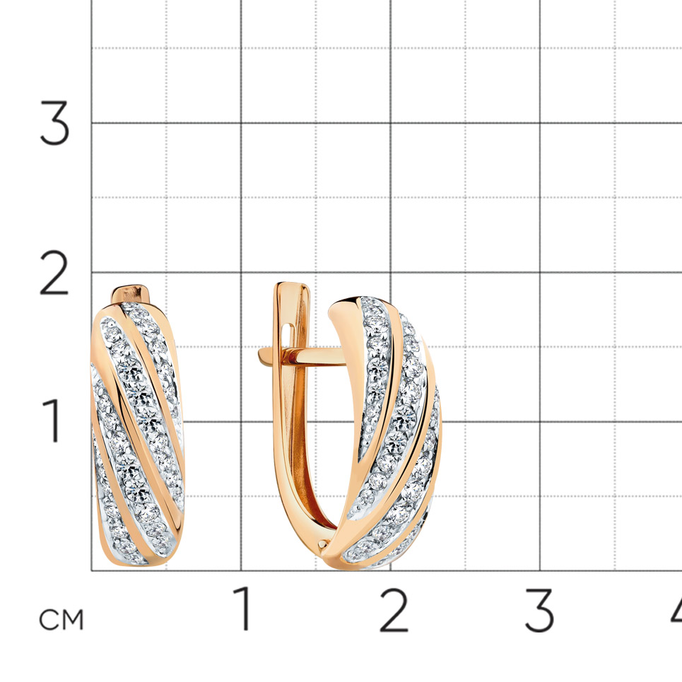 Cercei din aur roșu cu pietre Cubic Zirconia Incolor