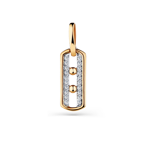 Pandantiv din aur roșu cu pietre Cubic Zirconia Incolor