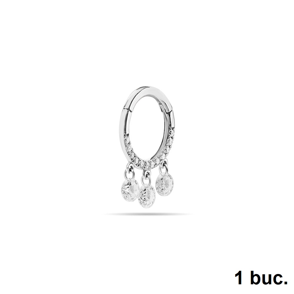 Cercel din aur alb cu pietre Diamant