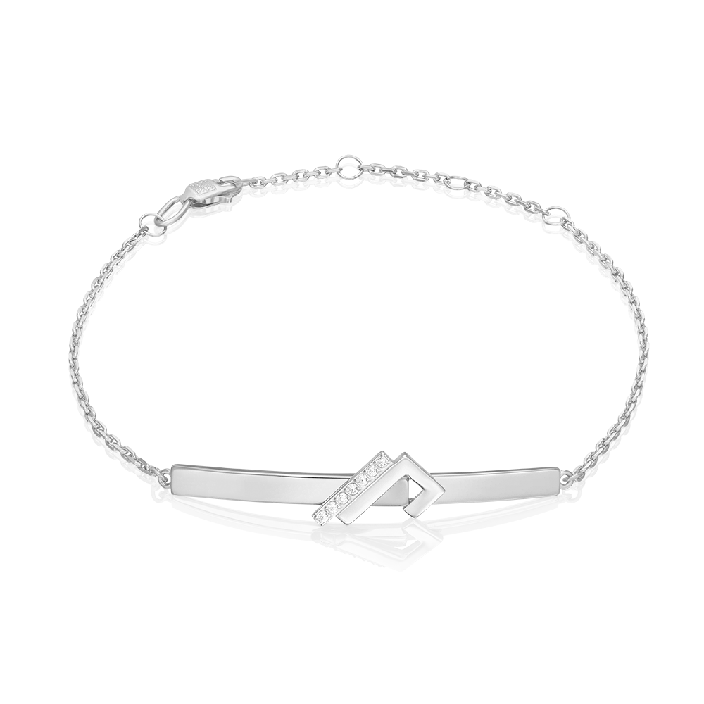 Brățară din aur alb cu pietre Cubic Zirconia Incolor