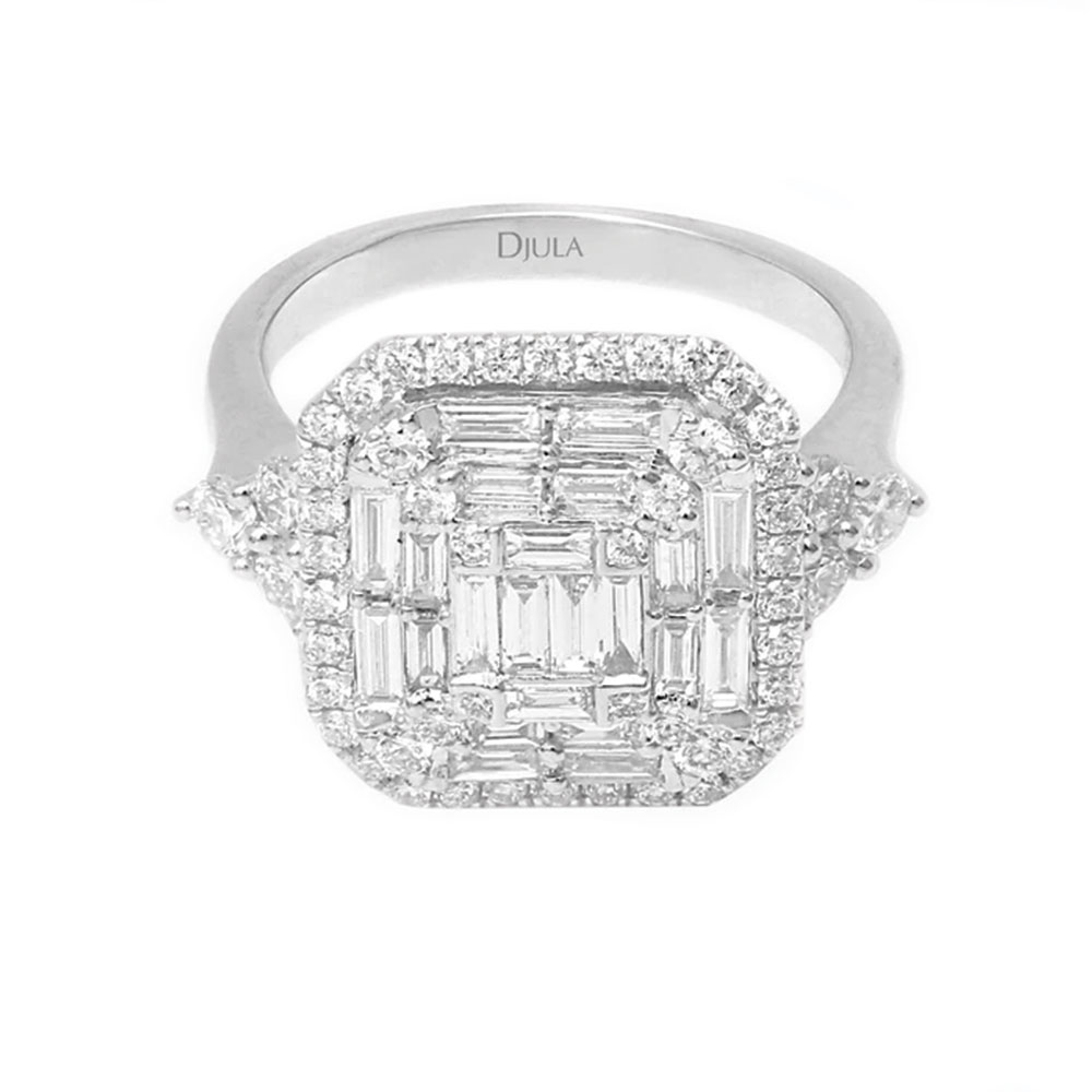 Inel din aur alb cu pietre Diamant