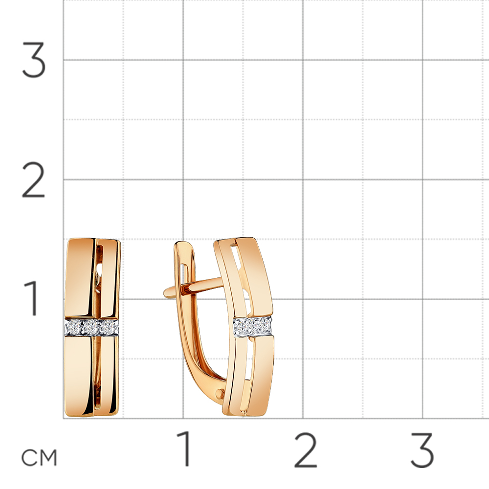 Cercei din aur roșu cu pietre Cubic Zirconia Incolor