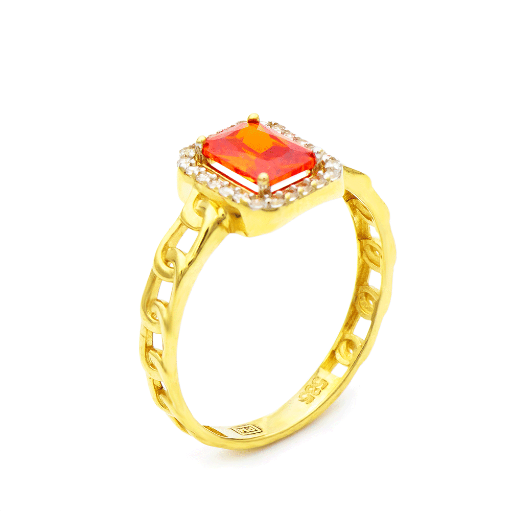 Inel din aur galben cu pietre Cubic Zirconia Incolor, Cubic Zirconia Galben