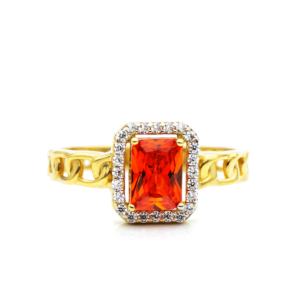 Inel din aur galben cu pietre Cubic Zirconia Incolor, Cubic Zirconia Galben