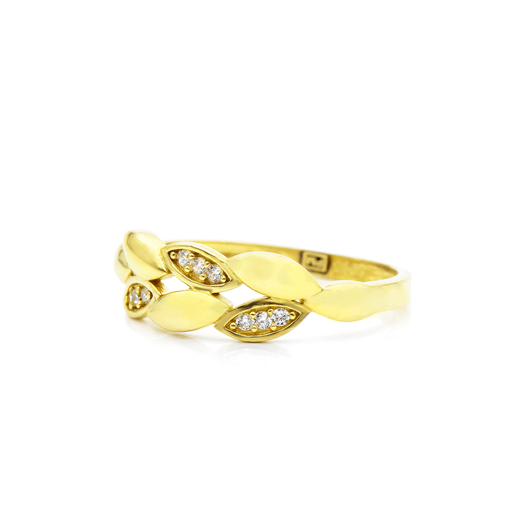 Inel din aur galben cu pietre Cubic Zirconia Incolor