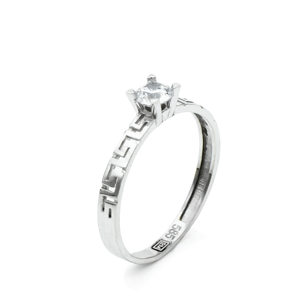 Inel din aur alb cu pietre Cubic Zirconia Incolor