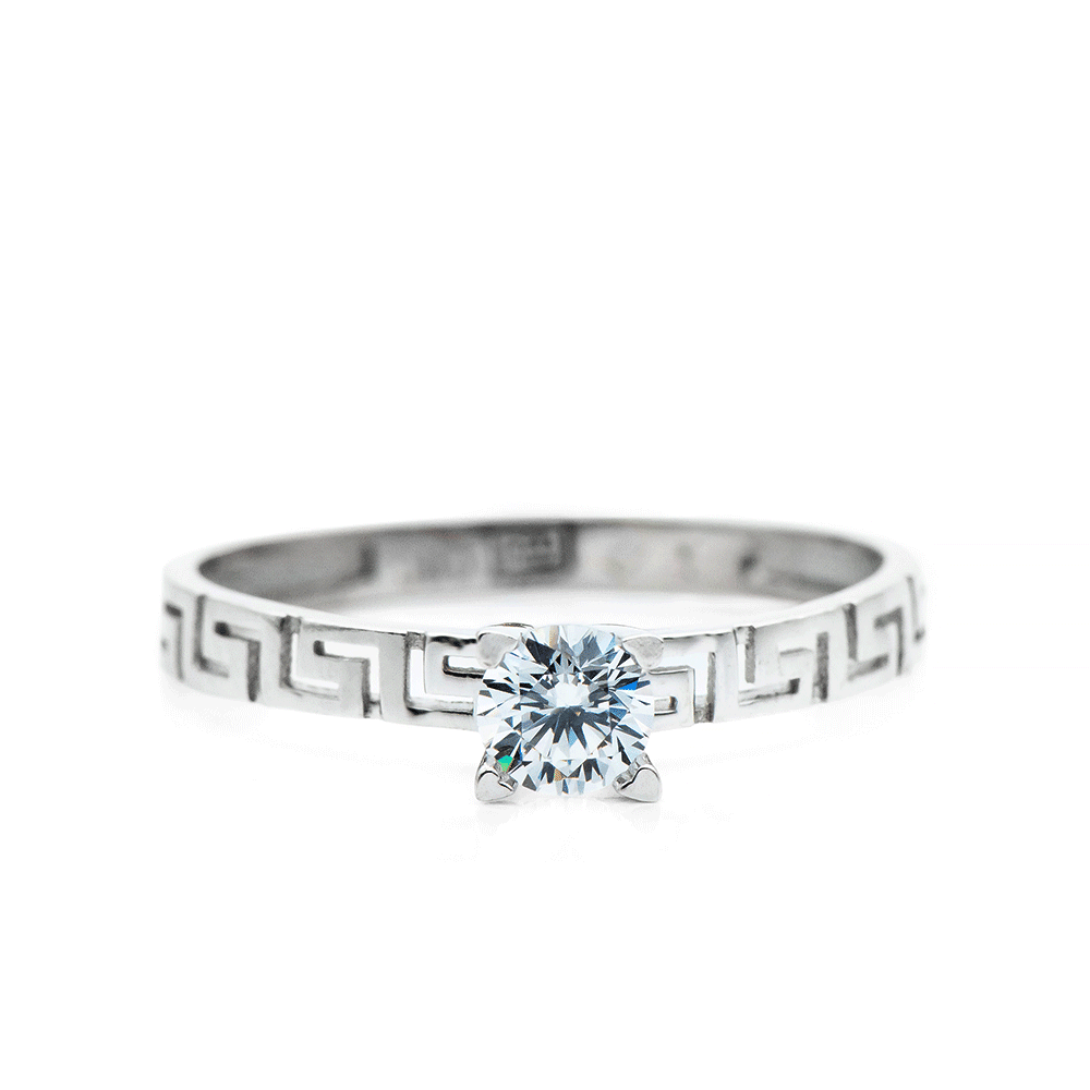Inel din aur alb cu pietre Cubic Zirconia Incolor