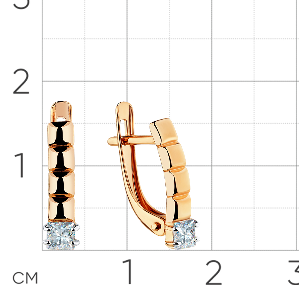 Cercei din aur roșu cu pietre Cubic Zirconia Incolor