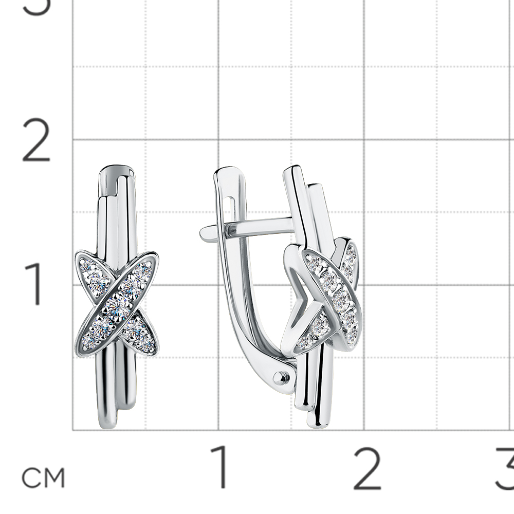 Cercei din aur alb cu pietre Cubic Zirconia Incolor