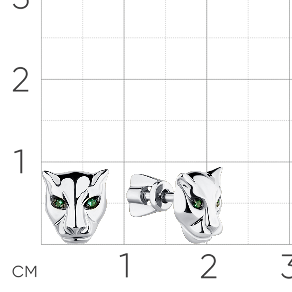 Cercei Pusete din aur alb cu pietre Cubic Zirconia Verde