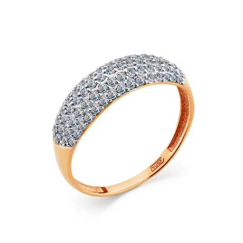 Inel din aur roșu cu pietre Cubic zirconia