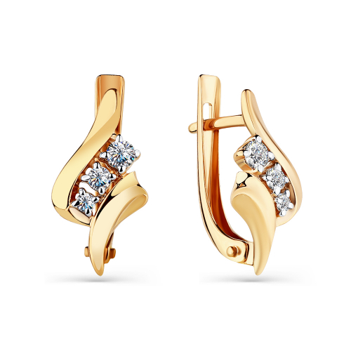 Cercei din aur roșu cu pietre Cubic zirconia