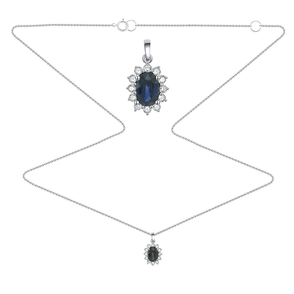 Colier din aur alb cu pietre Diamant, Safir
