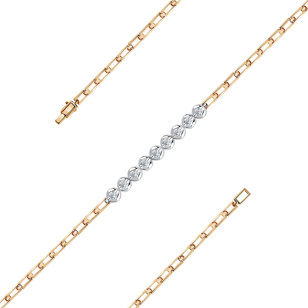 Brățară din aur roșu cu pietre Diamant