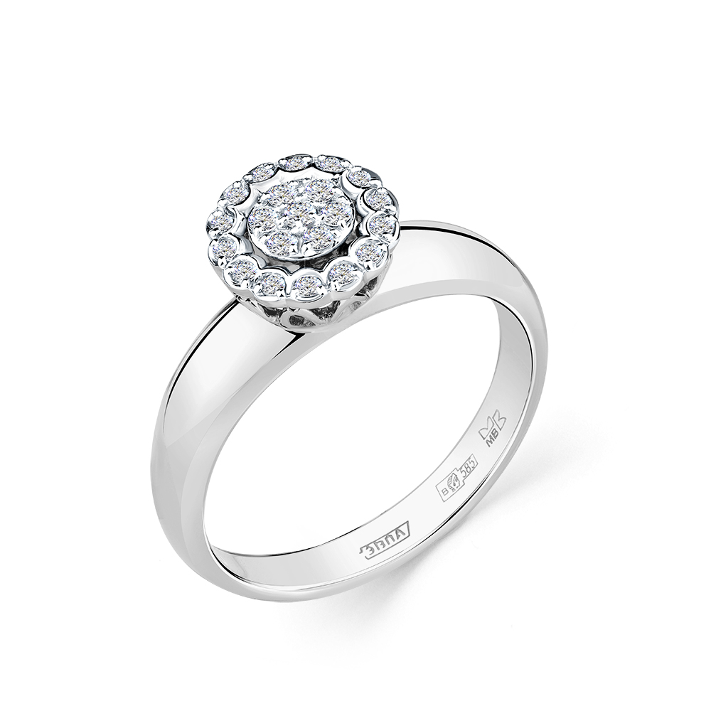 Inel din aur alb cu pietre Diamant