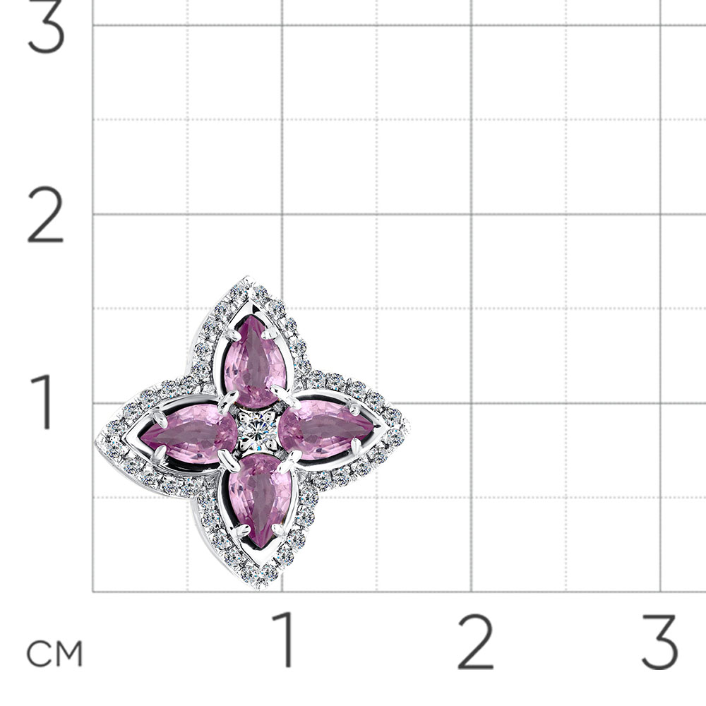 Pandantiv din aur alb cu pietre Diamant, Safir roz