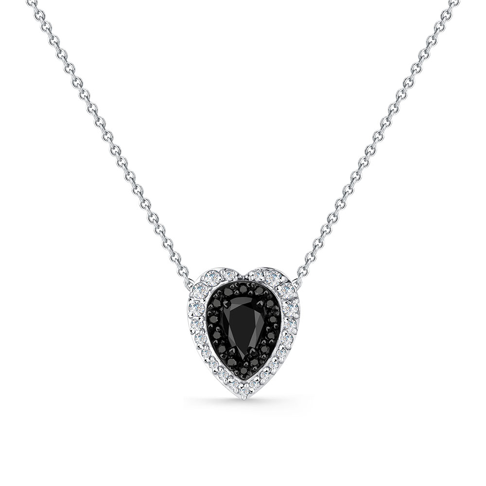 Colier din aur alb cu pietre Diamant, Diamant negru