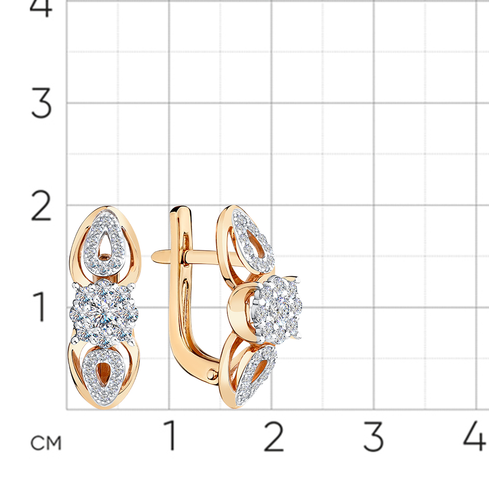 Cercei din aur alb și roșu cu pietre Diamant