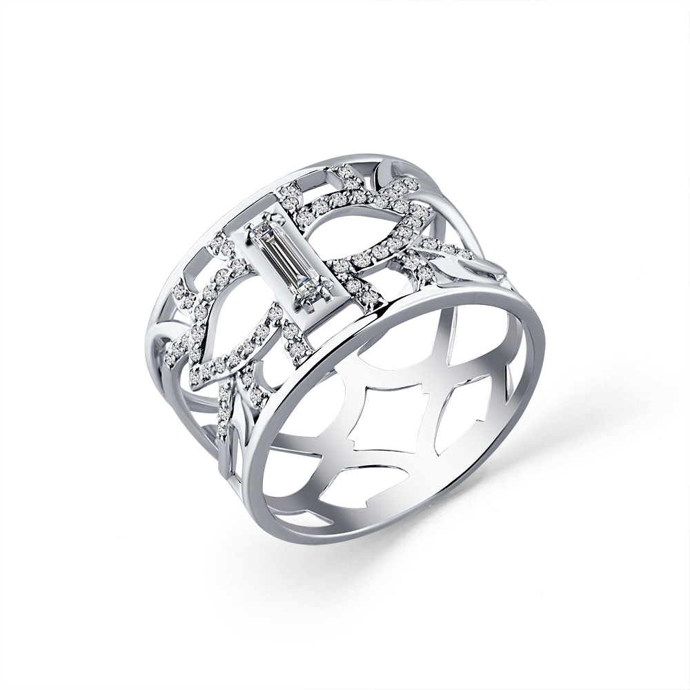 Inel din aur alb cu pietre Diamant