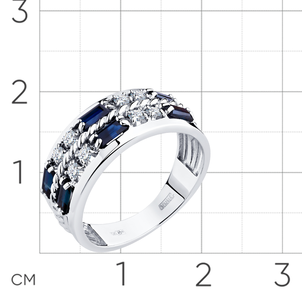 Inel din aur alb cu pietre Diamant, Safir