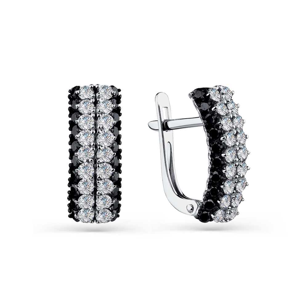 Cercei din aur alb cu pietre Diamant, Diamant negru