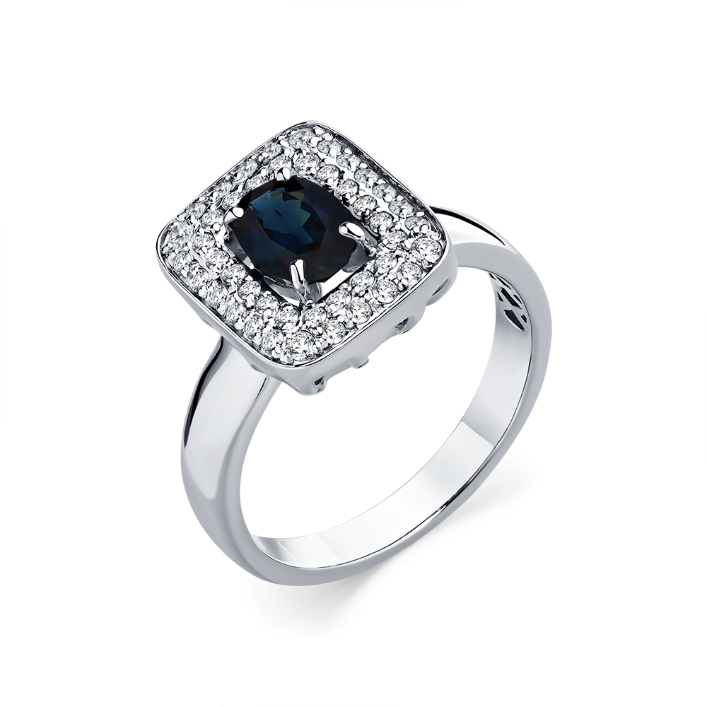 Inel din aur alb cu pietre Diamant, Safir