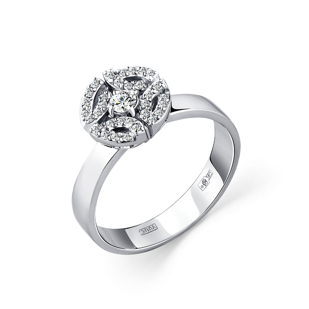 Inel din aur alb cu pietre Diamant