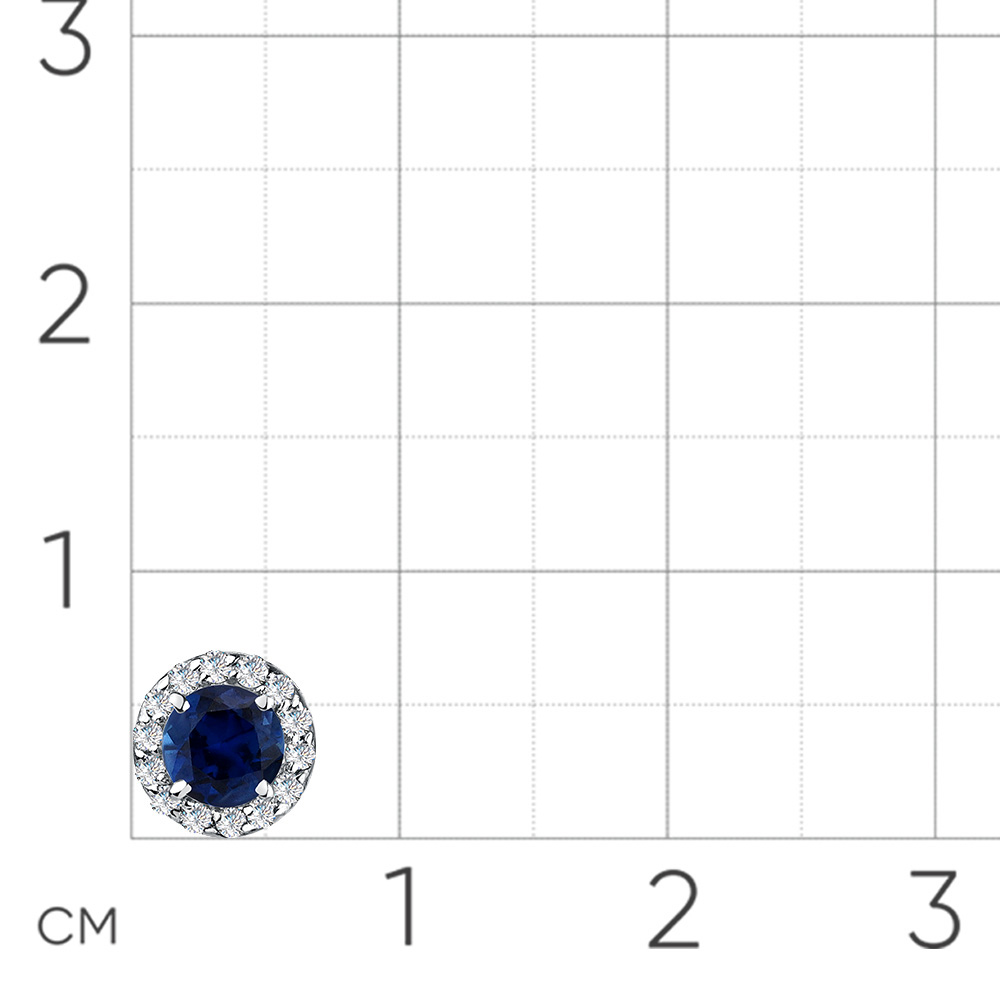 Pandantiv din aur alb cu pietre Diamant, Safir
