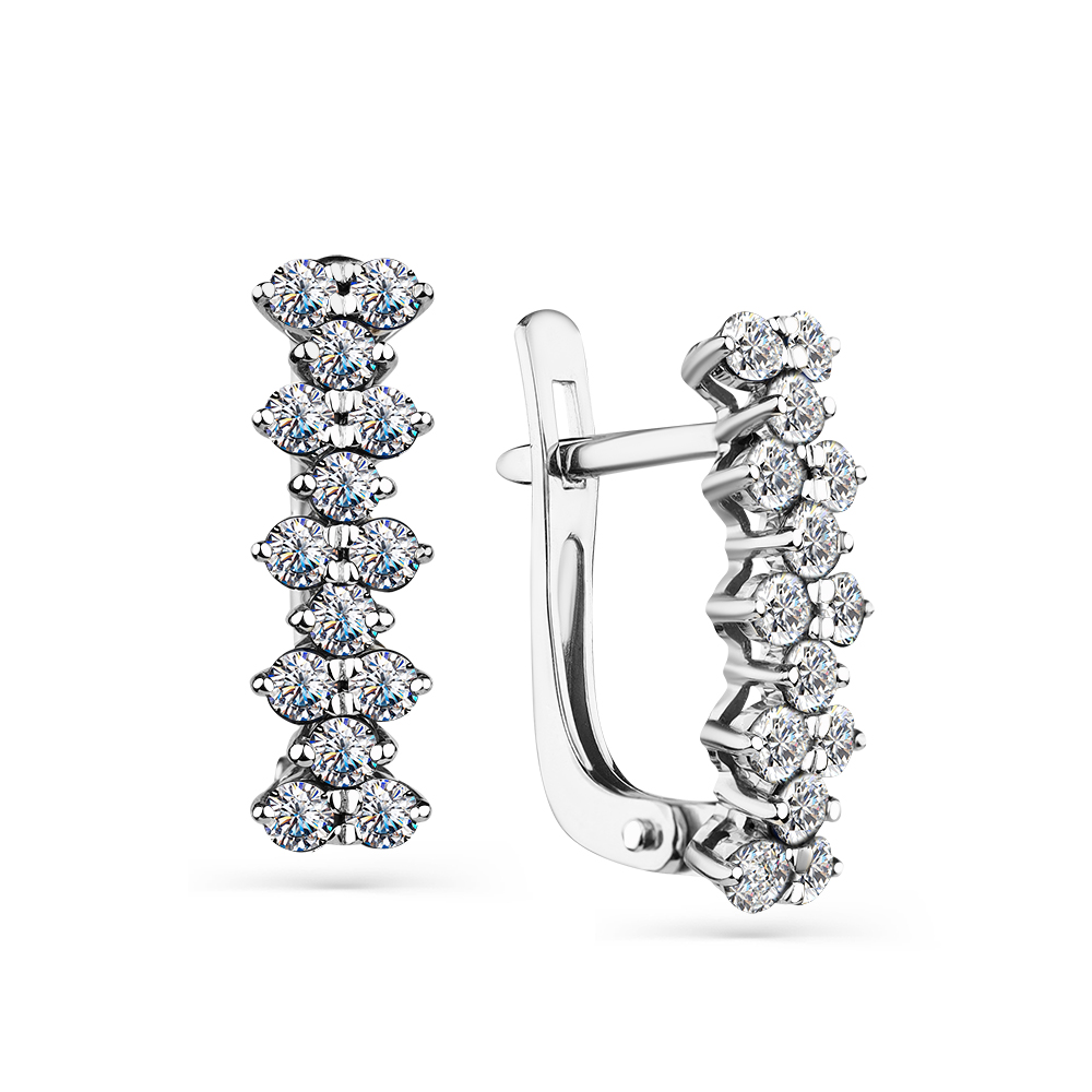 Cercei din aur alb cu pietre Diamant