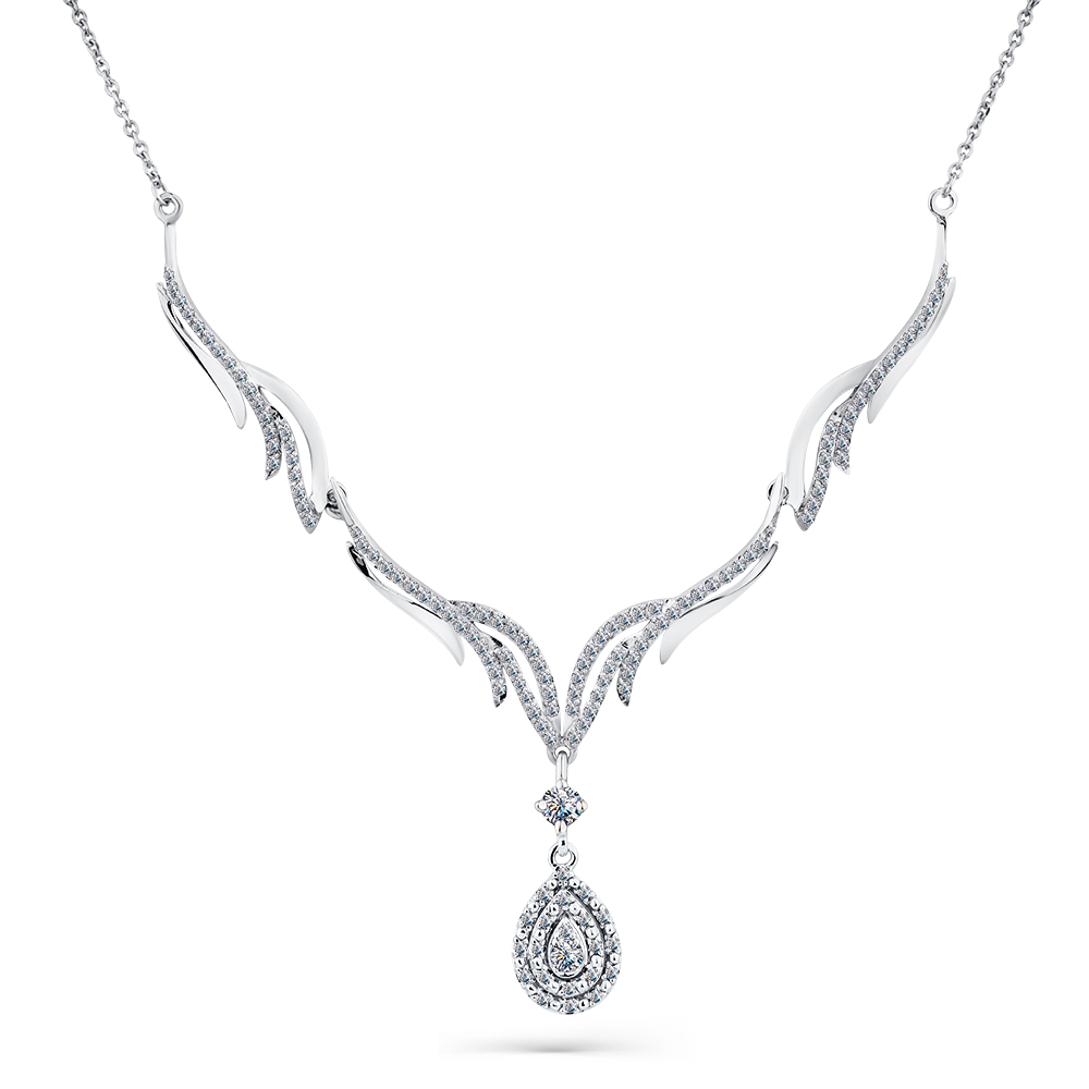 Colier din aur alb cu pietre Diamant