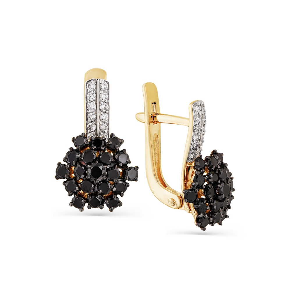 Cercei din aur galben cu pietre Diamant, Diamant negru