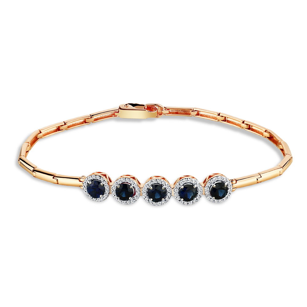 Brățară din aur roșu cu pietre Diamant, Safir