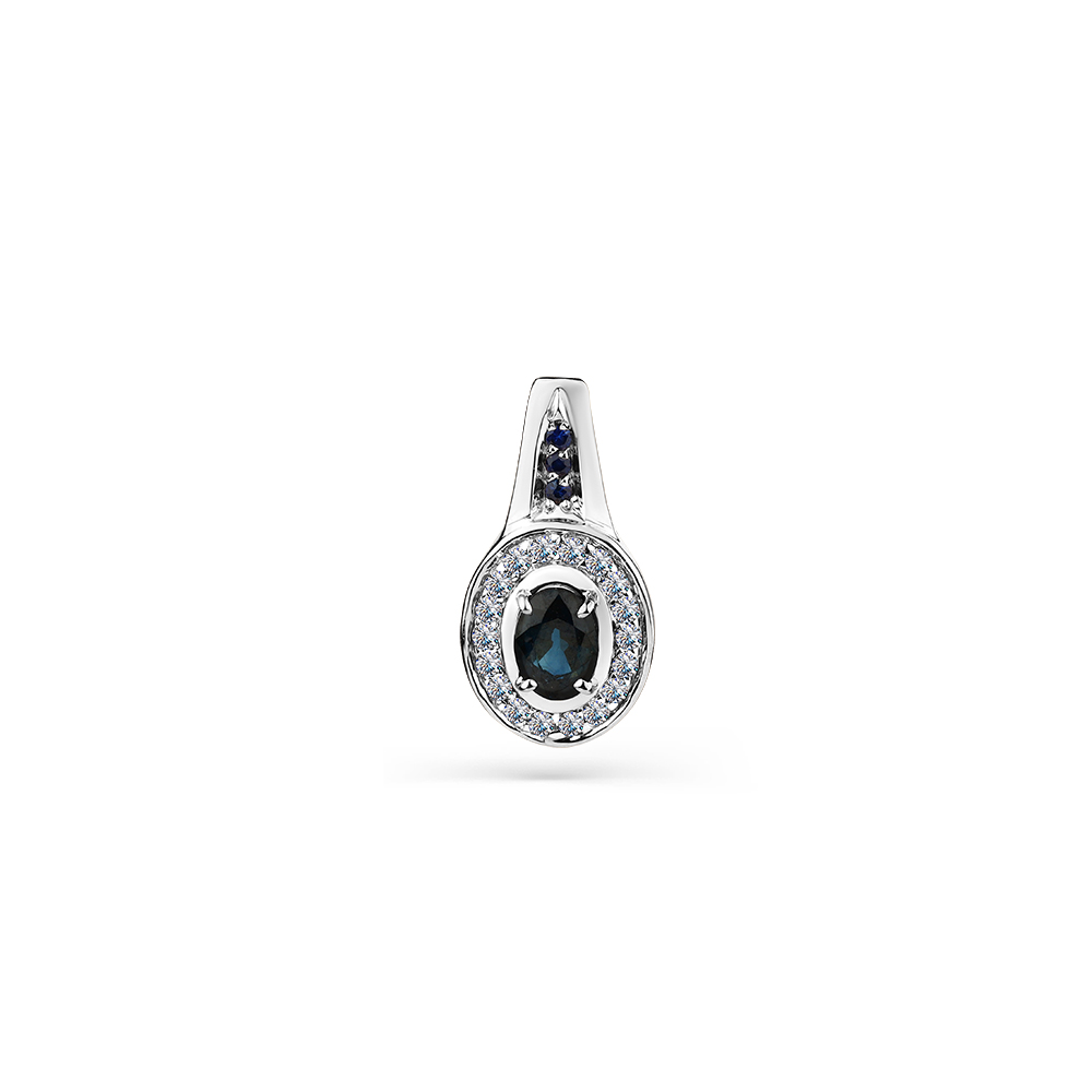 Pandantiv din aur alb cu pietre Diamant, Safir
