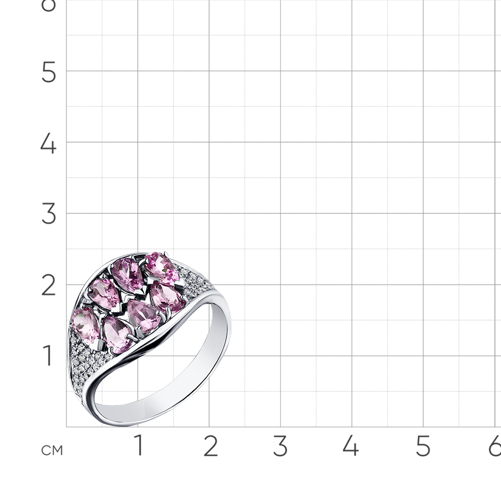 Inel din aur alb cu pietre Diamant, Safir roz