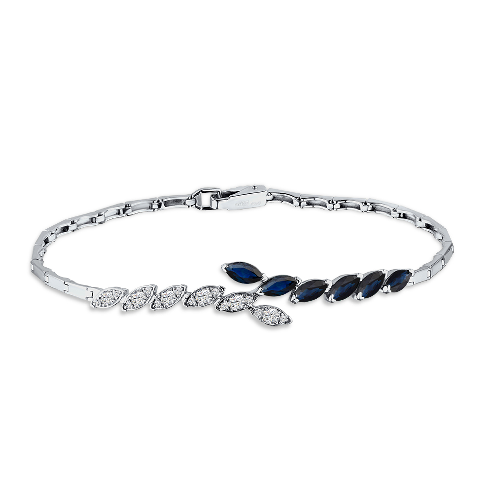 Brățară din aur alb cu pietre Diamant, Safir