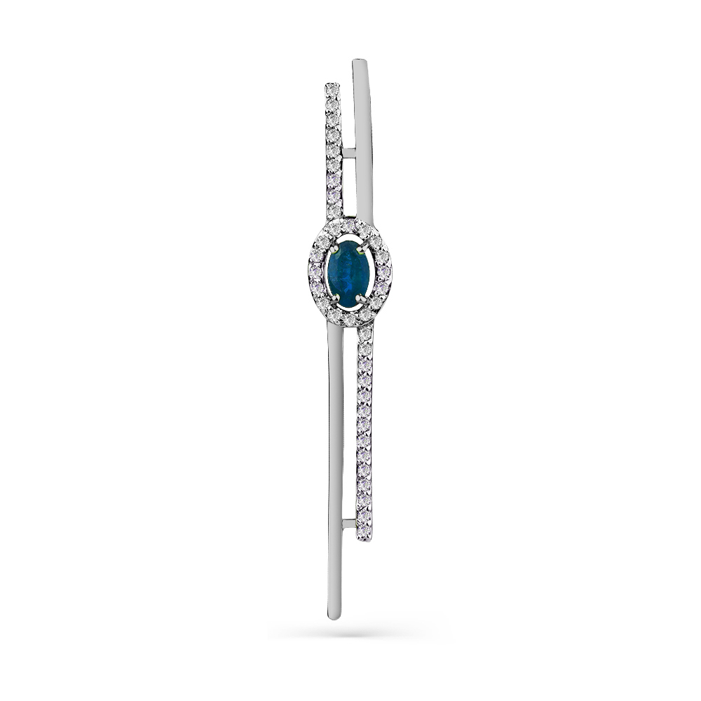 Pandantiv din aur alb cu pietre Diamant, Safir
