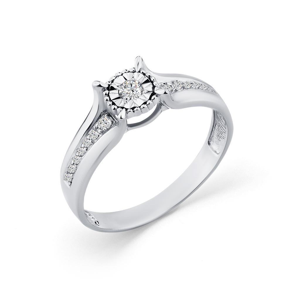 Inel din aur alb cu pietre Diamant